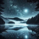 Night sky, Milky Way, lake, mountains, stars, DALL-E