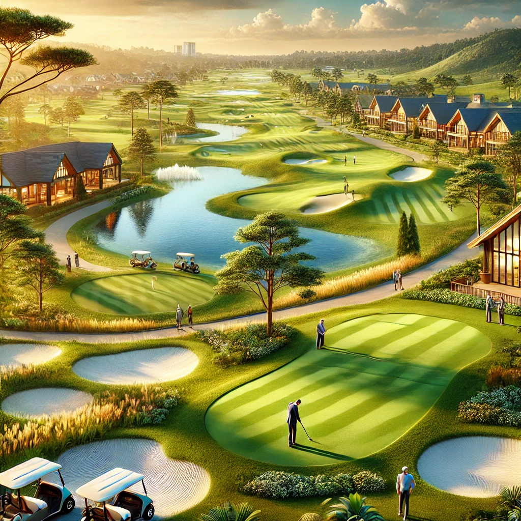 Golf course, luxury, landscape, players, DALL-E