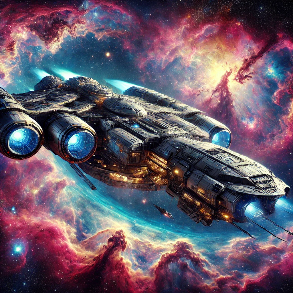 Spaceship, nebula, space travel, exploration, DALL-E