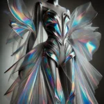 Iridescent fashion, futuristic dress, DALL-E