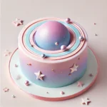 Galaxy cake, planets, stars, baking, DALL-E