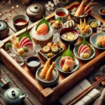 Japanese cuisine, seafood, variety, DALL-E