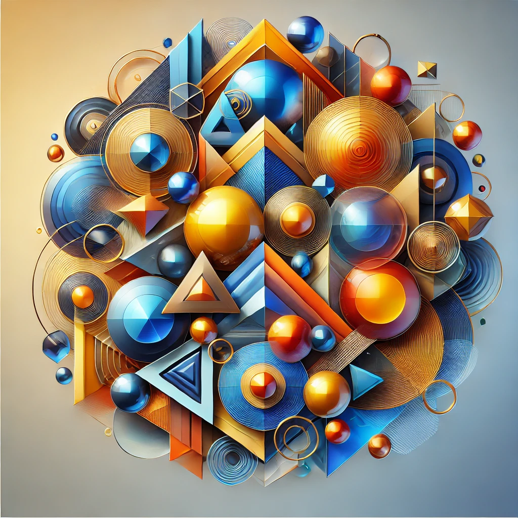 Abstract art, geometric shapes, 3D, DALL-E