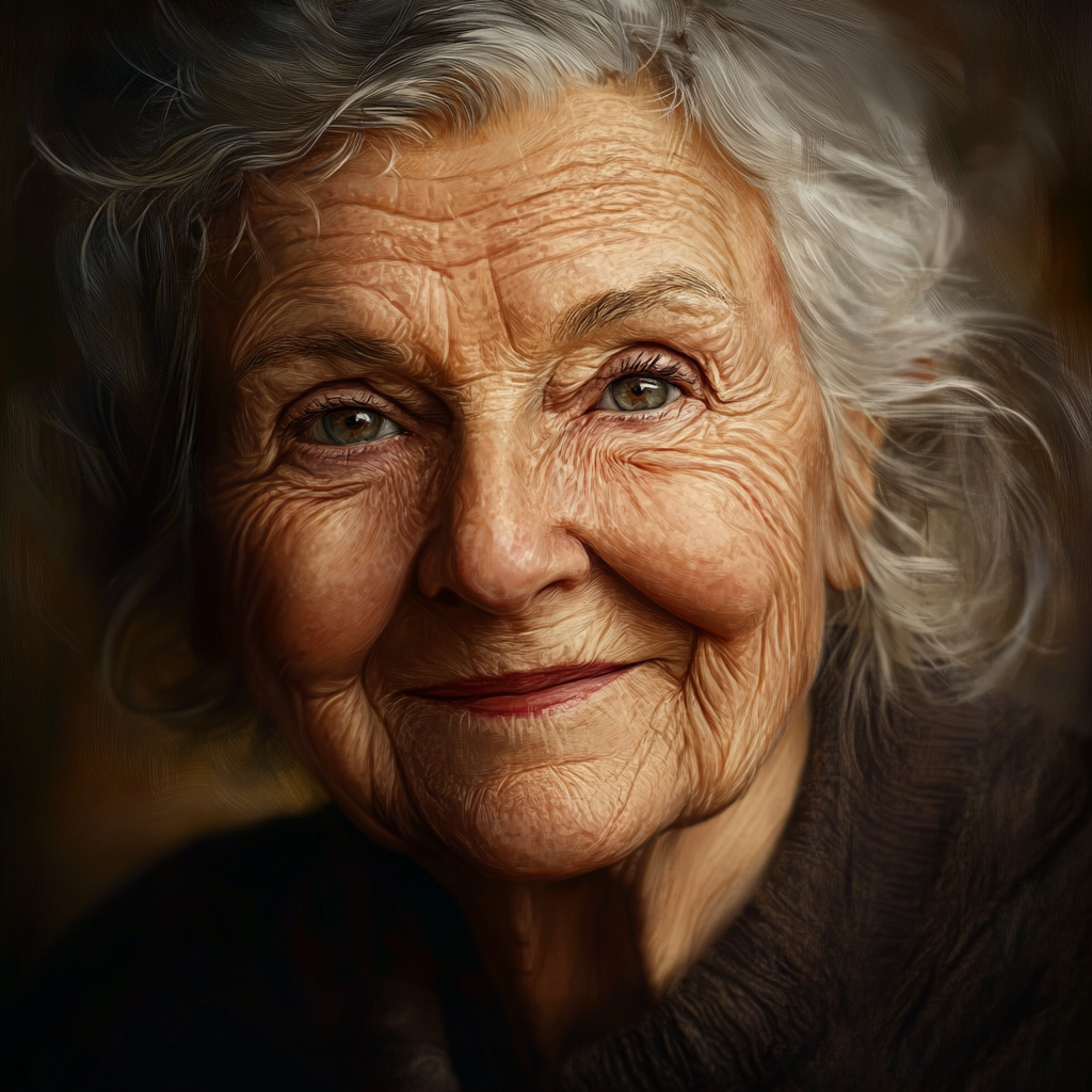 Elderly woman, portrait, digital painting, Midjourney