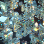 Glass cubes, floating, abstract, Midjourney