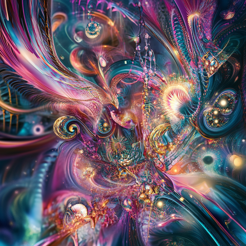 Abstract art, vibrant colors, swirling patterns, Midjourney