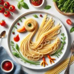 Spaghetti swan, creative food, DALL-E