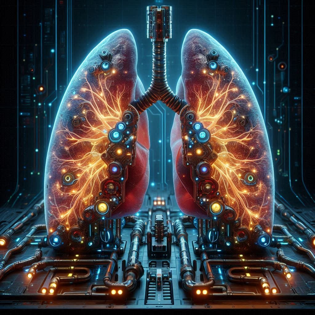 Cybernetic lungs, technology, medical, DALL-E